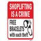 Signmission Shoplifting Is A Crime Free Bracelets W Each Theft Aluminum, A-1218-24743 A-1218-24743 - alternate 1